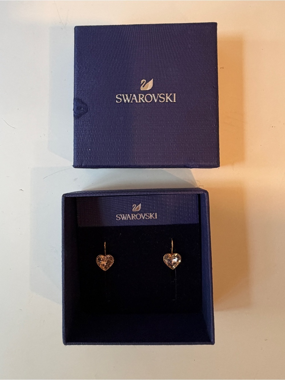 Swarovski Bella Heart Pierced Earrings, Pink, Rose Gold Tone Plated